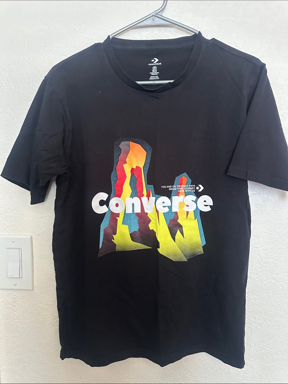Converse Black Short Sleeve Tee with Multicolor Graphic